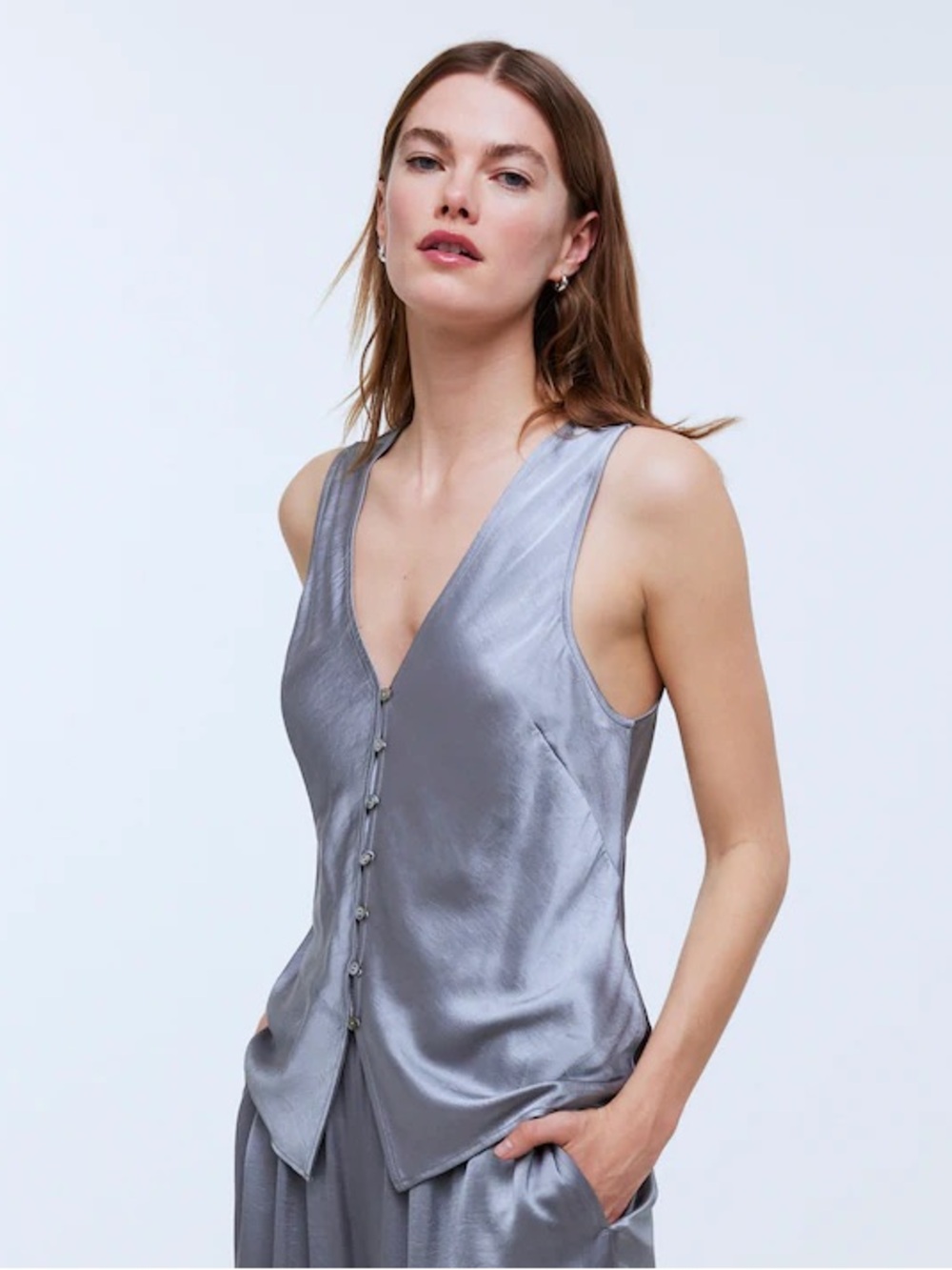 NWT Madewell Satin Cutaway Vest Top